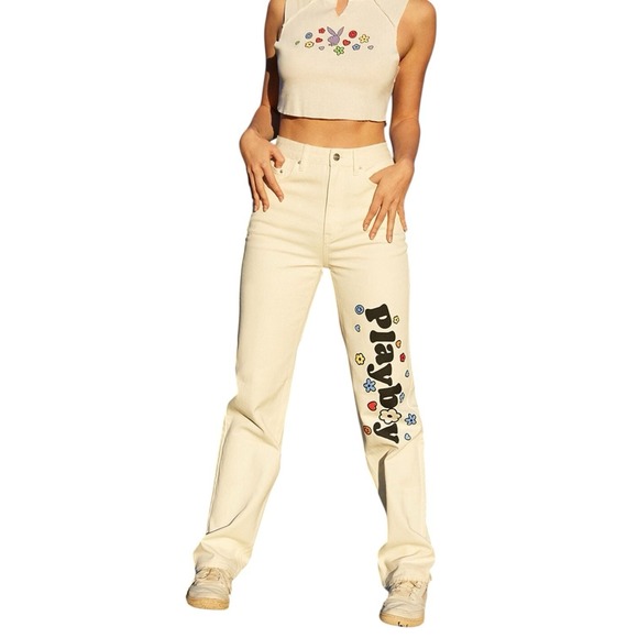 PacSun Denim - PLAYBOY Pacsun Flower Boyfriend Jeans Sz 25 90s Y2K Distressed Back Slash Retro
